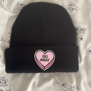 black candy heart beanie